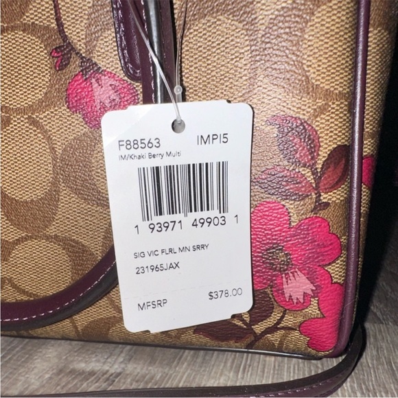 Coach Signature Canvas Victorian Floral Print Flower Wallet Crossbody Purse - Picture 5 of 9